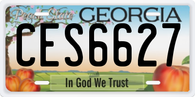 GA license plate CES6627