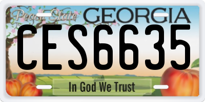 GA license plate CES6635