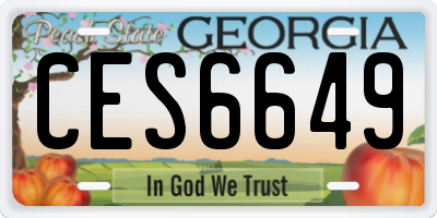 GA license plate CES6649