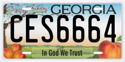GA license plate CES6664