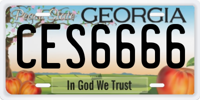 GA license plate CES6666