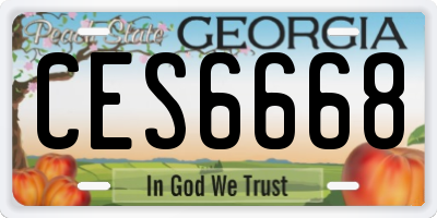 GA license plate CES6668