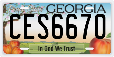 GA license plate CES6670