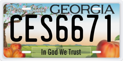 GA license plate CES6671