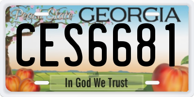 GA license plate CES6681