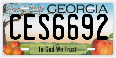GA license plate CES6692