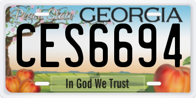 GA license plate CES6694