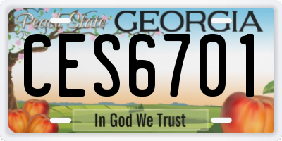 GA license plate CES6701