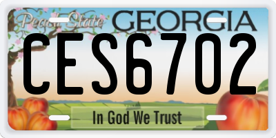 GA license plate CES6702