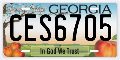 GA license plate CES6705