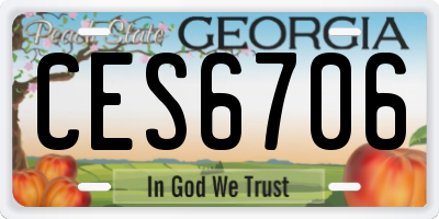 GA license plate CES6706