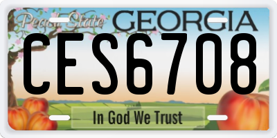 GA license plate CES6708