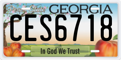 GA license plate CES6718