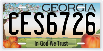 GA license plate CES6726