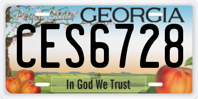 GA license plate CES6728