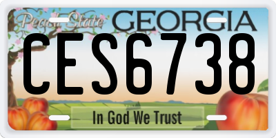 GA license plate CES6738