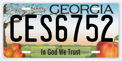 GA license plate CES6752