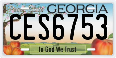 GA license plate CES6753
