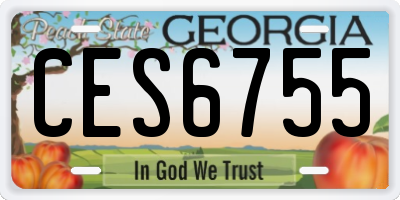 GA license plate CES6755