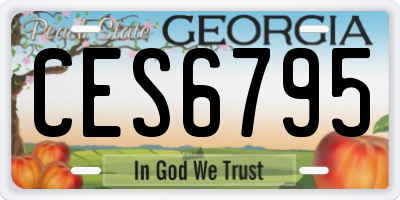 GA license plate CES6795