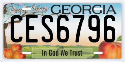 GA license plate CES6796