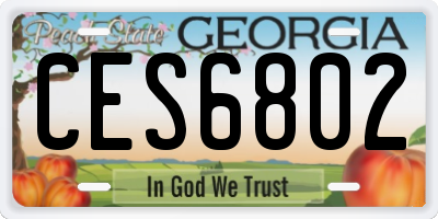 GA license plate CES6802