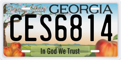 GA license plate CES6814