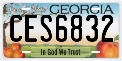 GA license plate CES6832