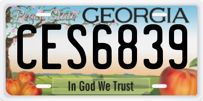 GA license plate CES6839