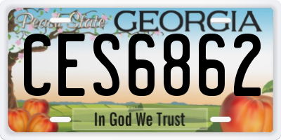 GA license plate CES6862