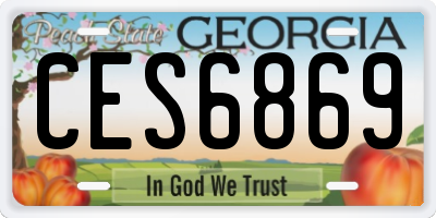 GA license plate CES6869