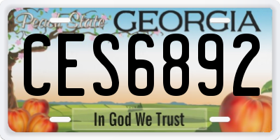 GA license plate CES6892