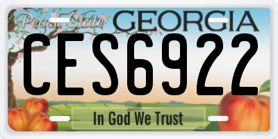 GA license plate CES6922