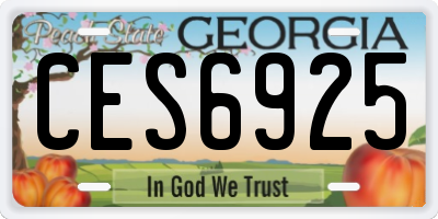 GA license plate CES6925