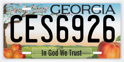 GA license plate CES6926