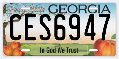 GA license plate CES6947