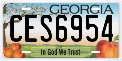 GA license plate CES6954