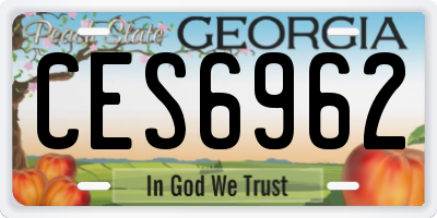 GA license plate CES6962