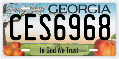 GA license plate CES6968