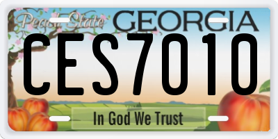 GA license plate CES7010