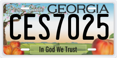 GA license plate CES7025