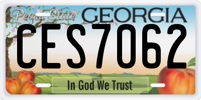 GA license plate CES7062