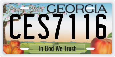GA license plate CES7116