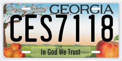 GA license plate CES7118