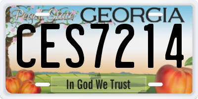 GA license plate CES7214