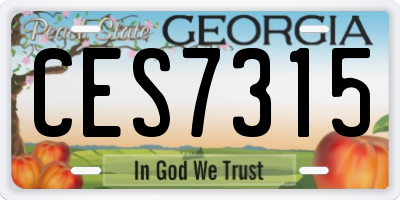 GA license plate CES7315