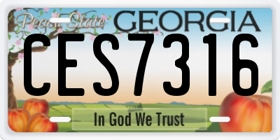 GA license plate CES7316