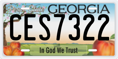 GA license plate CES7322