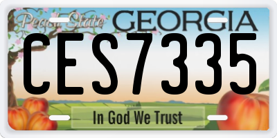 GA license plate CES7335