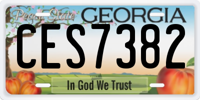 GA license plate CES7382